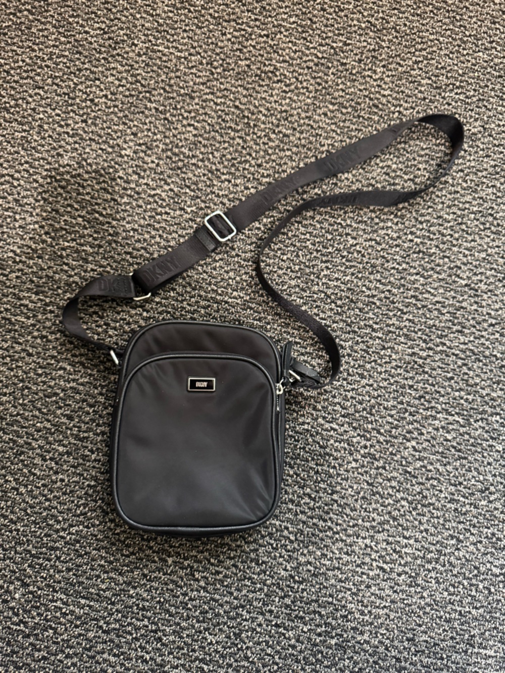 DKNY Black Nylon Belt Bag with Logo Strap
